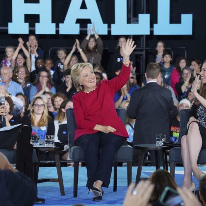 USA - 2016 - Hillary Clinton and Chelsea Clinton at Town Hall Meeting in Haverford